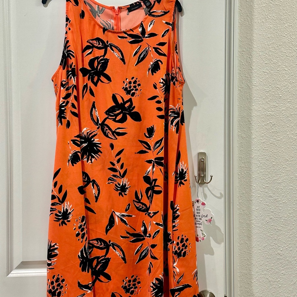 Floral Sleeveless Orange Dress